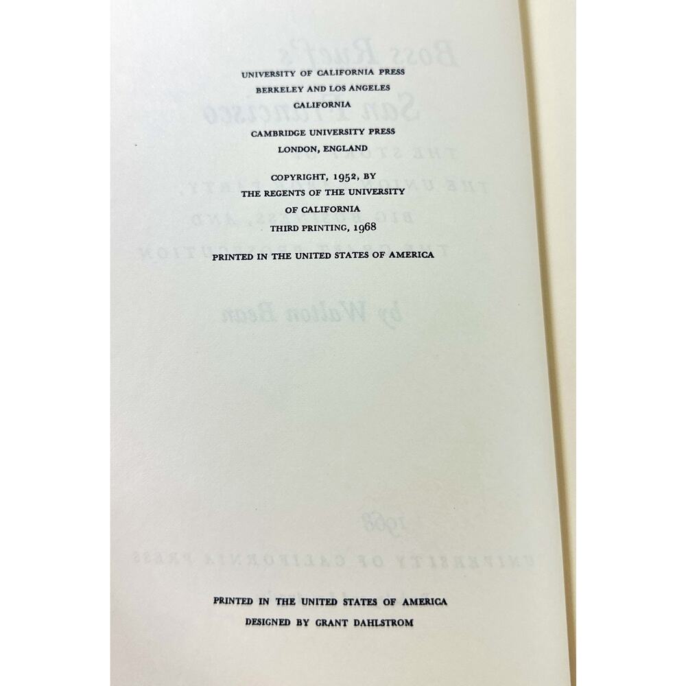 Boss Ruef’s San Francisco Walton Bean 1968 Paperback UC Press Political History - Picture 8 of 9